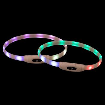 HALSBAND FLASH LICHTGEVEND USB, SILICONE XS-XL, 65CM/16MM 
