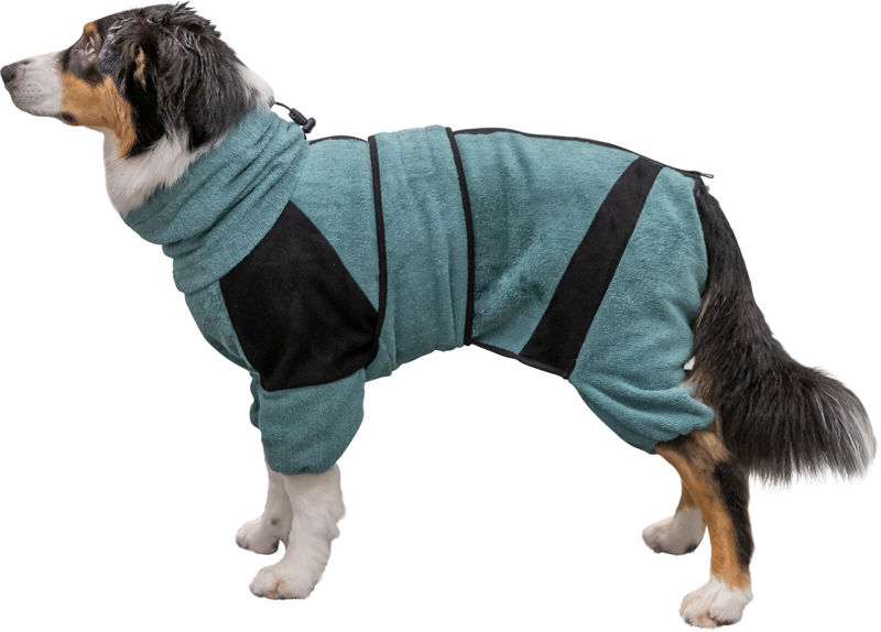 BAD- EN HUISOVERALL VOOR HONDEN, BADSTOF PETROL M–L: 54 CM