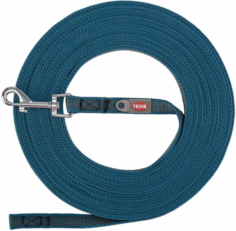 SLEEPLIJN, MET RUBBER BEKLEED PETROL S–M: 15 M/15 MM