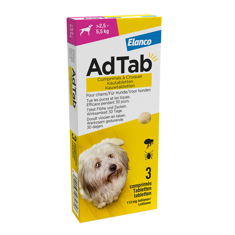 ELANCO ADTAB KAUWTABLETTEN HOND (>2,5 - 5,5 KG)