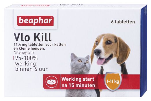 Beaphar Vlokill kat/ hond Tot 11 Kg 6 Tabl