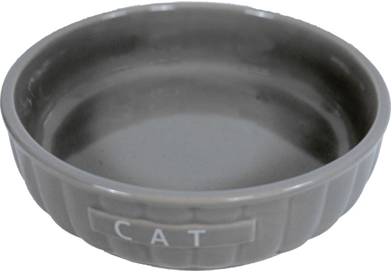 DRINKSCH.STEEN KAT RIBBEL TAUPE 14 CM