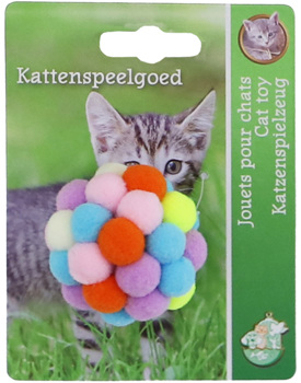 BOON KAT SPEELGOED POMPOM BAL MULTICOLOR + BEL 5CM