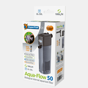 SUPERFISH AQUAFLOW 50 DUAL ACTION FILTER 50-100 L/H ZWART 9,5X6X20 CM