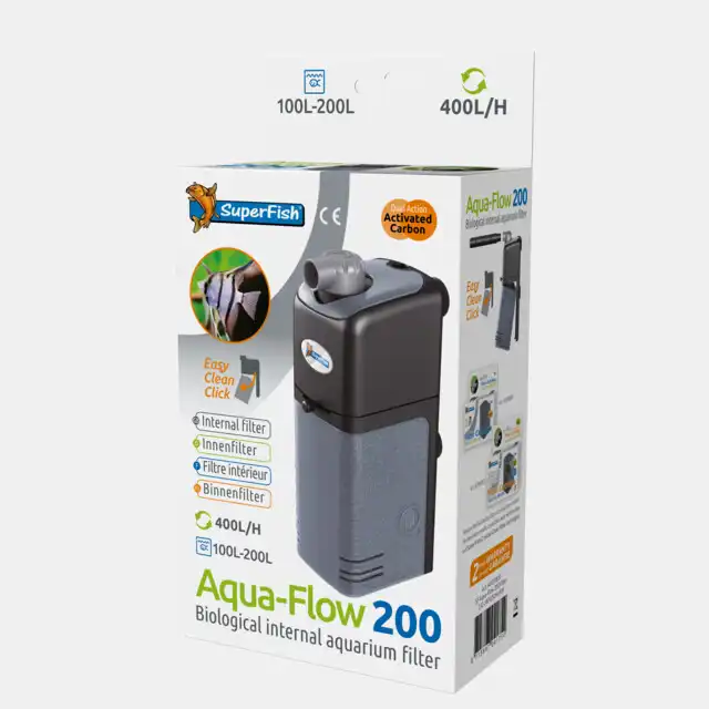 SUPERFISH AQUAFLOW 200 DUAL ACTION FILTER 200-400 L/H Zwart 12,5X6,5X